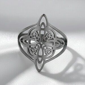 Silver Stainless Steel Witch Celtic Viking Cross Knot Fashion Ring Size 9 NWOT